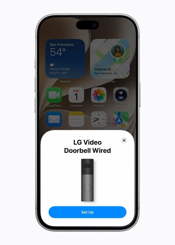iPhone care afișează ecranul de configurare pentru soneria video LG Video Doorbell Wired
