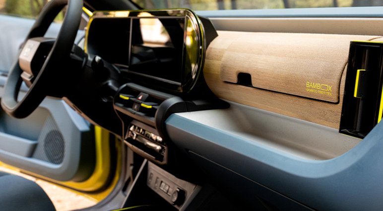 Fiat Grande Panda, interior, bord cu insert Bambox din fibră de bambus